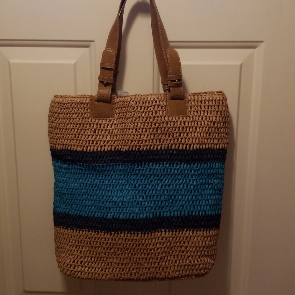 Stripe Straw Tote🌺Navy Stripe💐